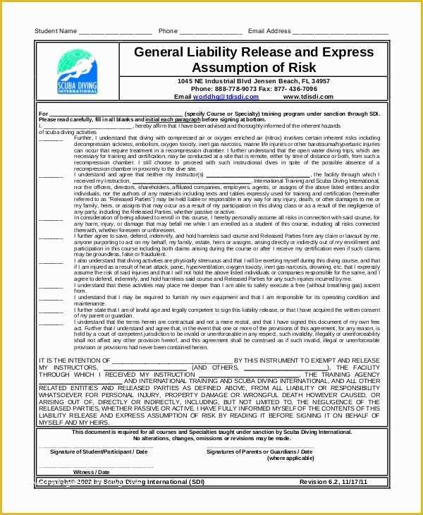 Free General Liability Release form Template Of 11 Liability Waiver form Templates Pdf Doc