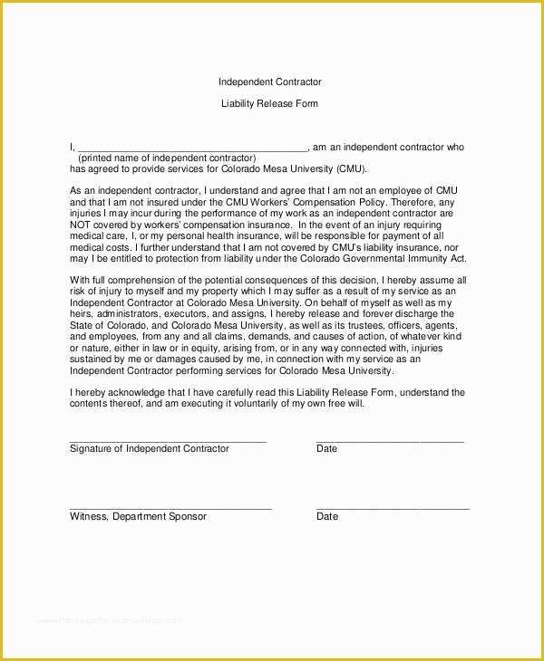 Free General Liability Release form Template Of 11 Liability Waiver form Templates Pdf Doc