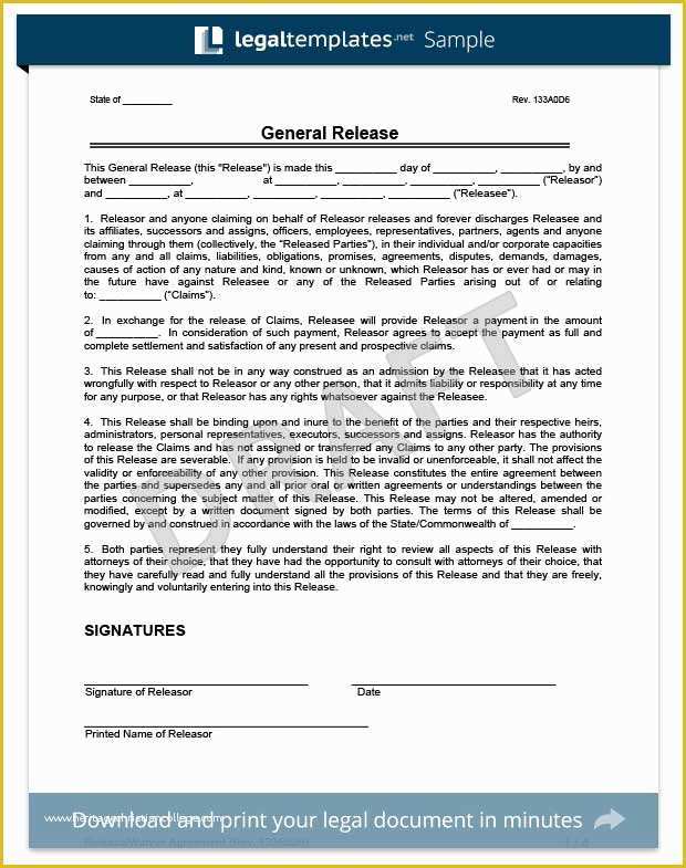 Free General Liability Release form Template Of Free Release Of Liability form