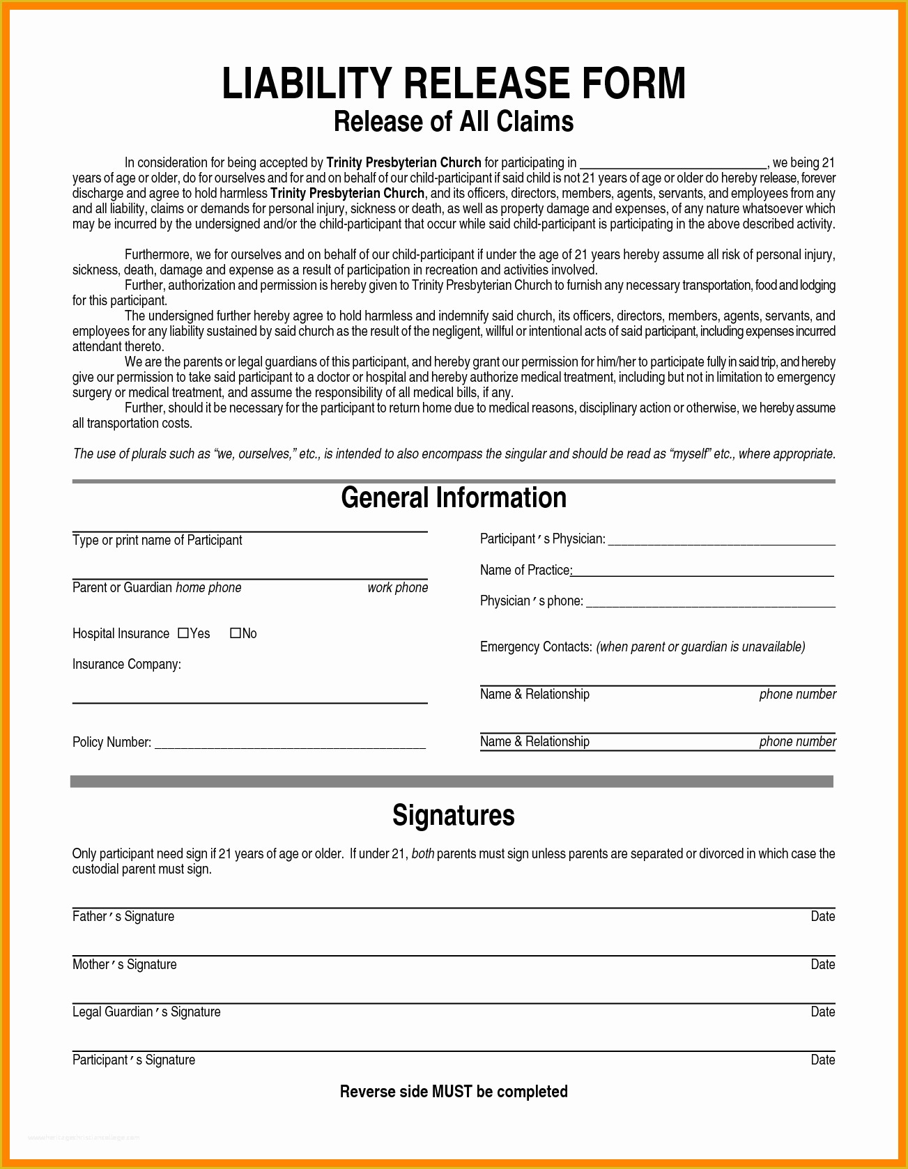 Free General Liability Release form Template Of General Release forms Portablegasgrillweber