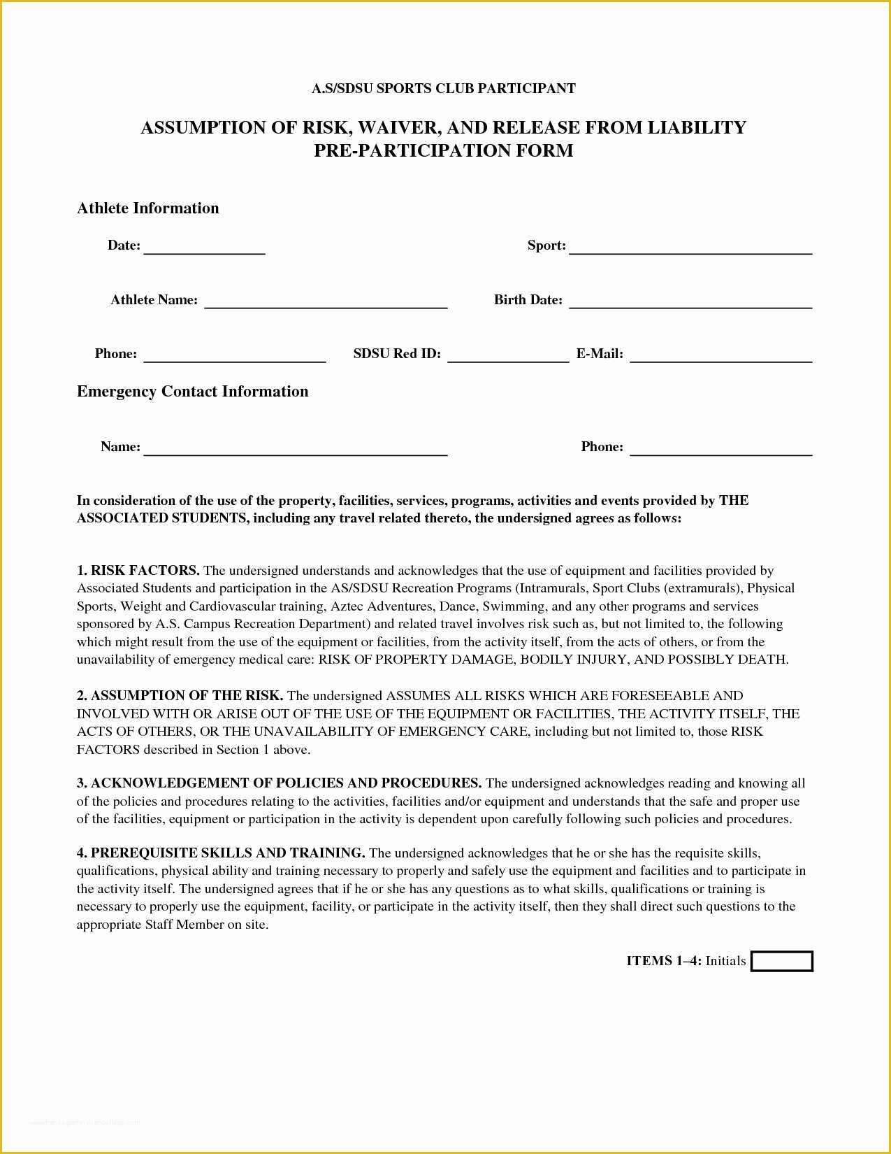 Free General Liability Release form Template Of Generic Liability Waiver and Release form