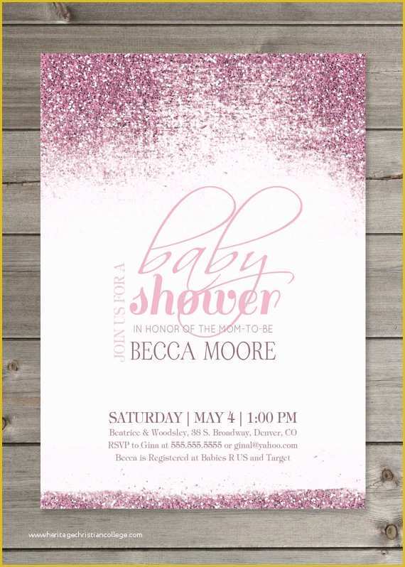 Free Glitter Invitation Template Of Baby Shower Invitation Templates Glitter Baby Shower