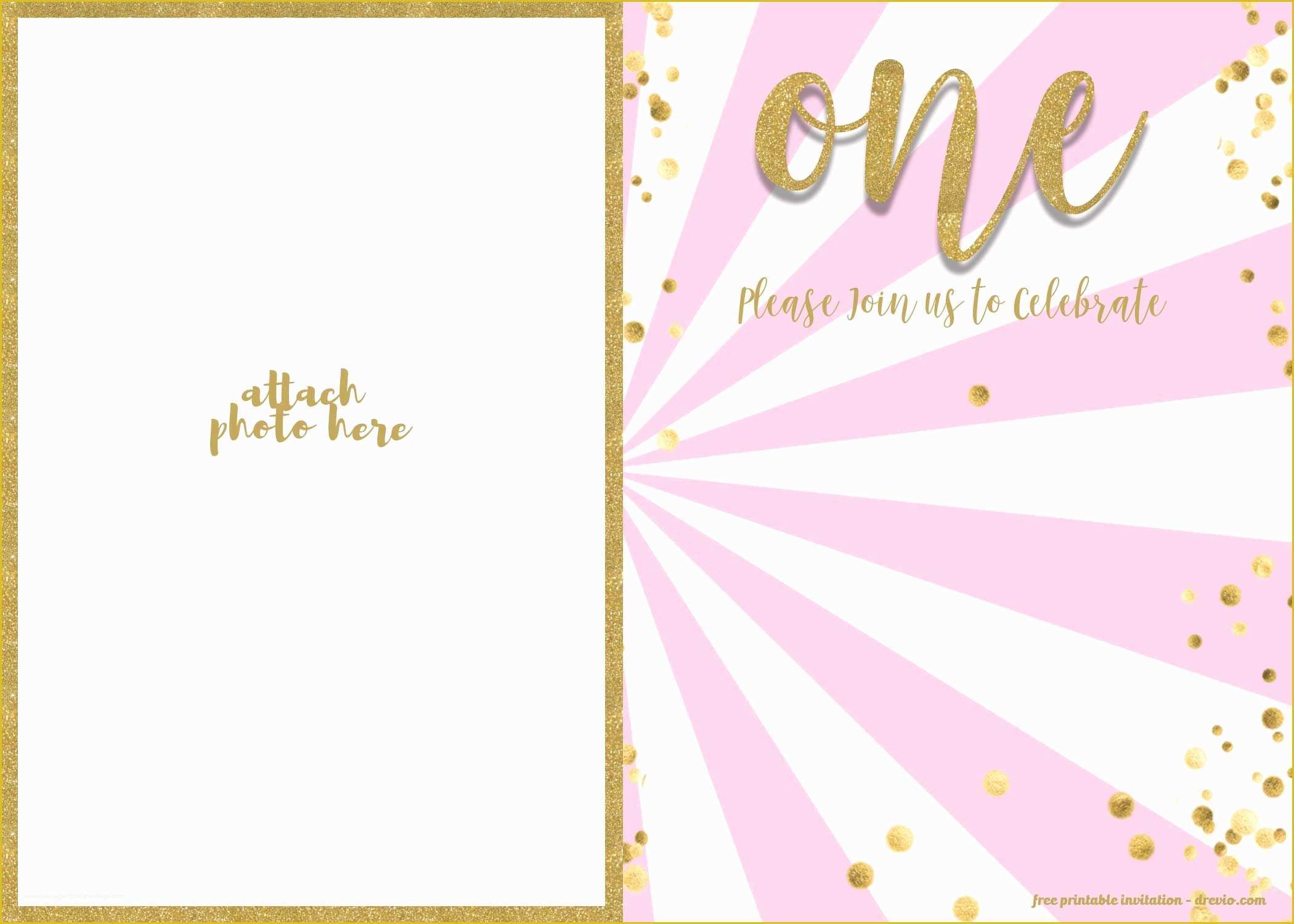 Free Glitter Invitation Template Of Free 1st Birthday Invitation Pink and Gold Glitter