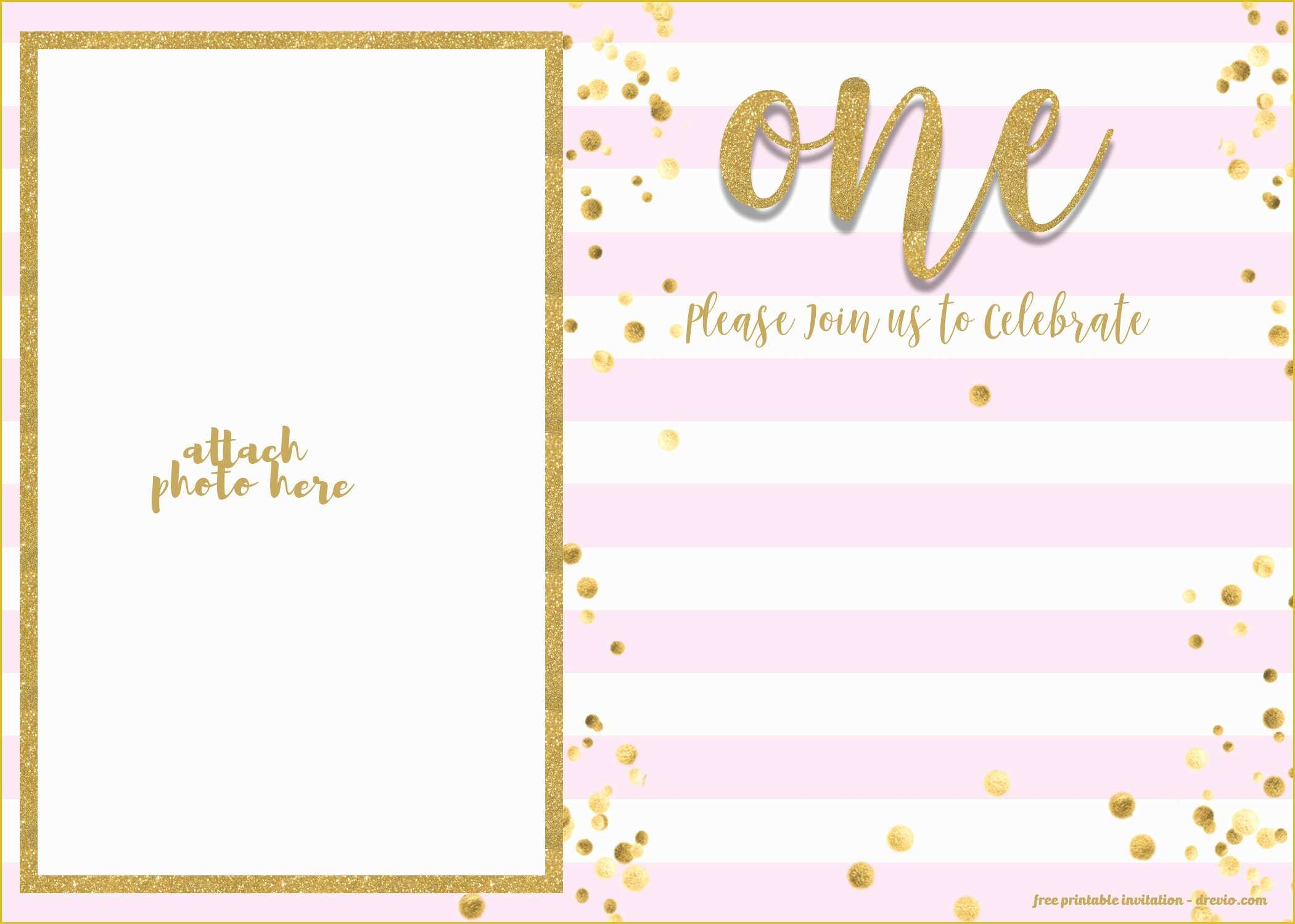 Free Glitter Invitation Template Of Free 1st Birthday Invitation Pink and Gold Glitter