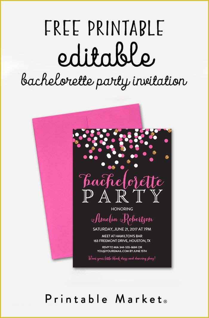 Free Glitter Invitation Template Of Free Editable Bachelorette Party Invitation – Gray Hot