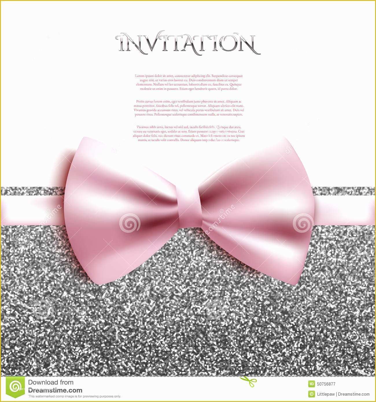 Free Glitter Invitation Template Of Invitation Decorative Card Template with Bow and Silver