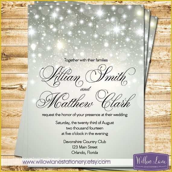 Free Glitter Invitation Template Of Items Similar to Silver Bokeh Wedding Invitation Winter