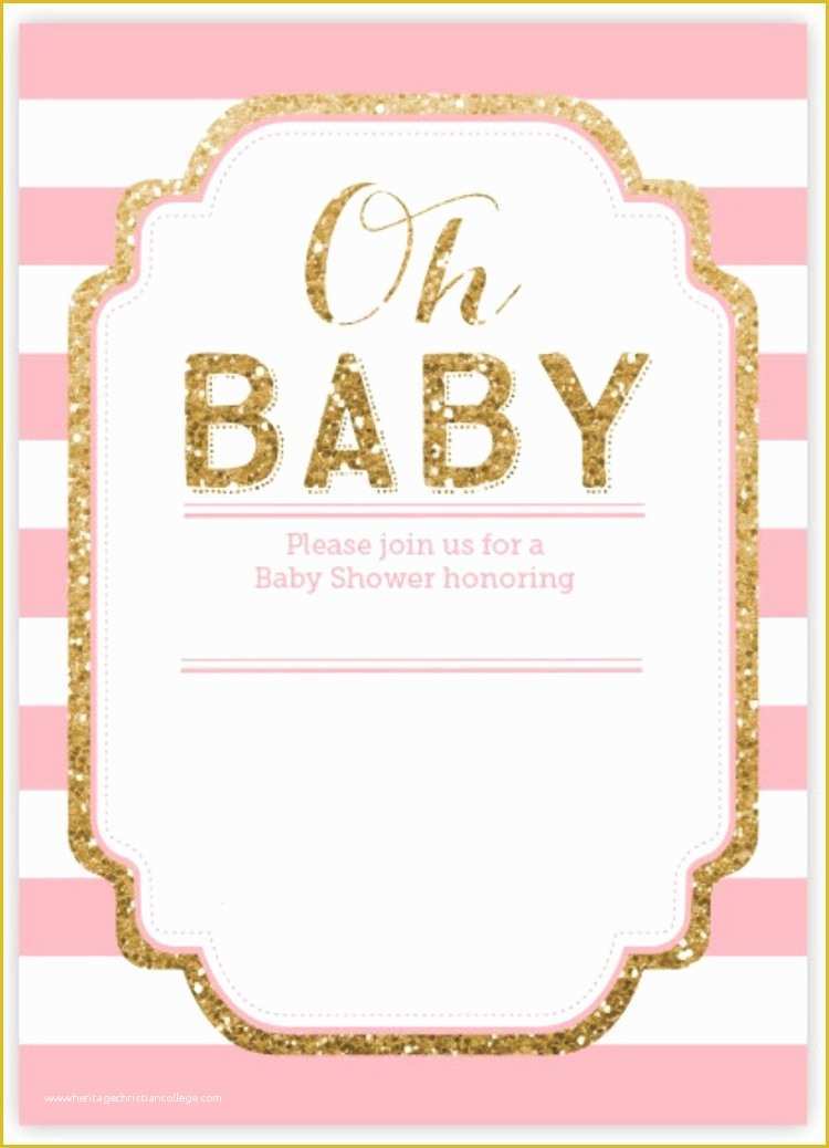 Free Glitter Invitation Template Of Pink and Gold Glitter Baby Shower Invitation