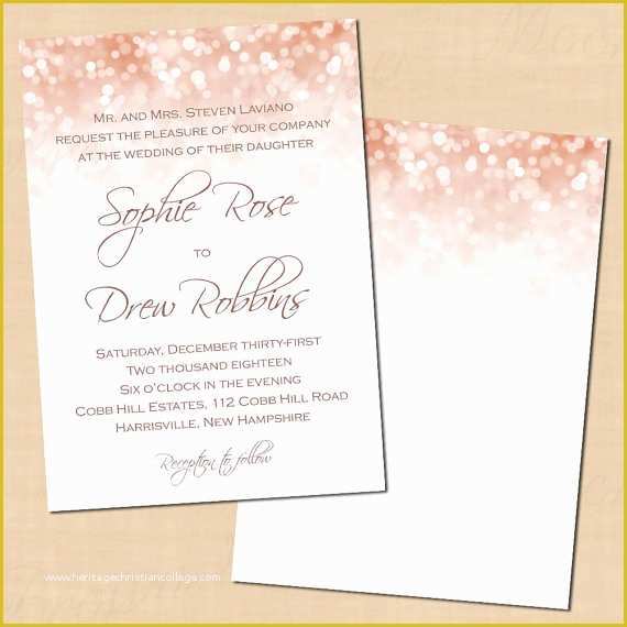 Free Glitter Invitation Template Of Rose Gold Sparkles Wedding Invitation 5x7 by