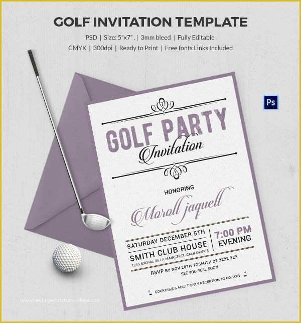 Free Golf Invitation Template Of 25 Fabulous Golf Invitation Templates & Designs