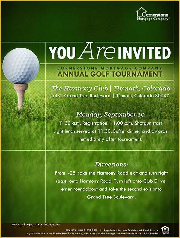 Free Golf Invitation Template Of This Was Collateral for Cornerstone S Colorado Branch