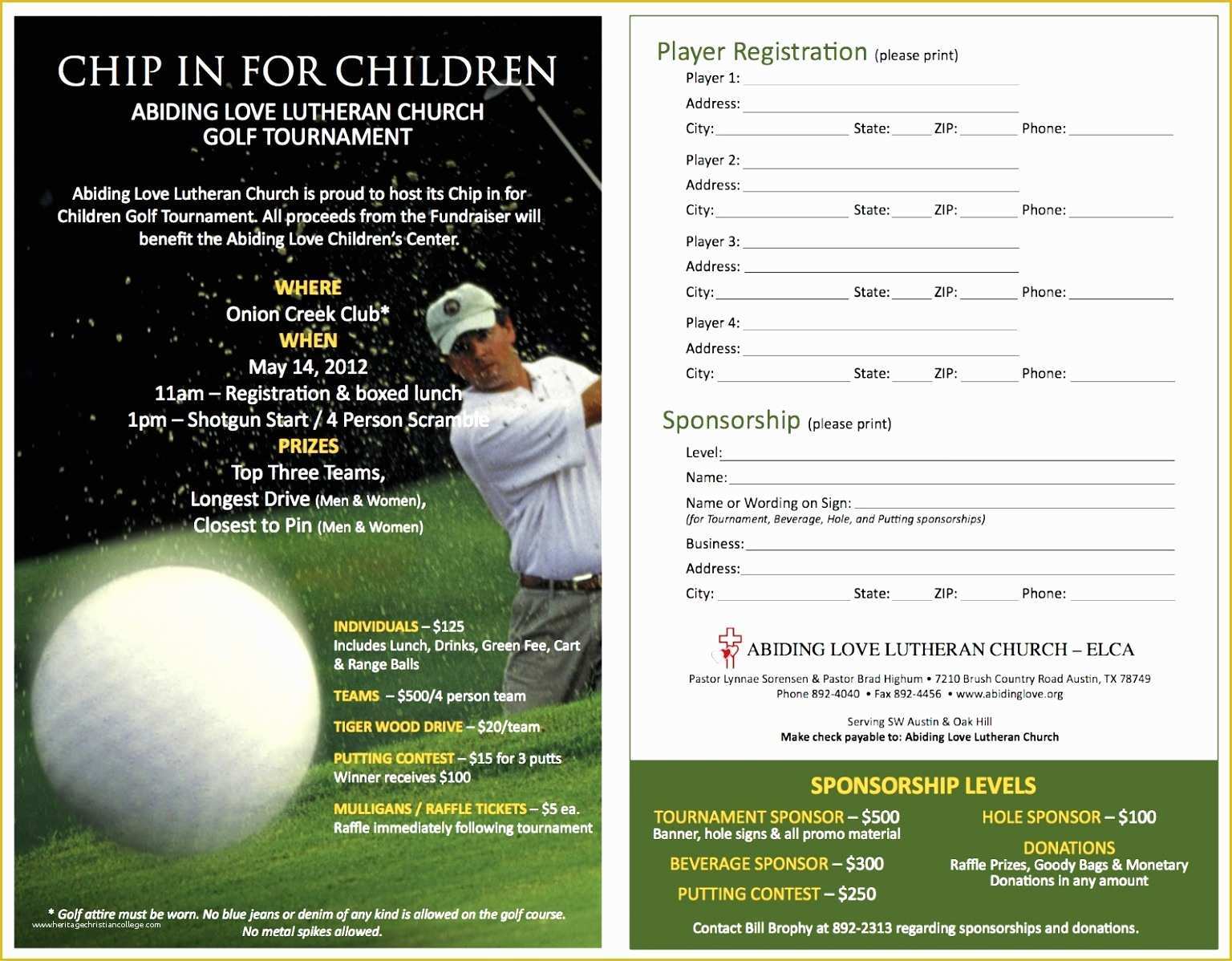 32 Free Golf tournament Registration form Template