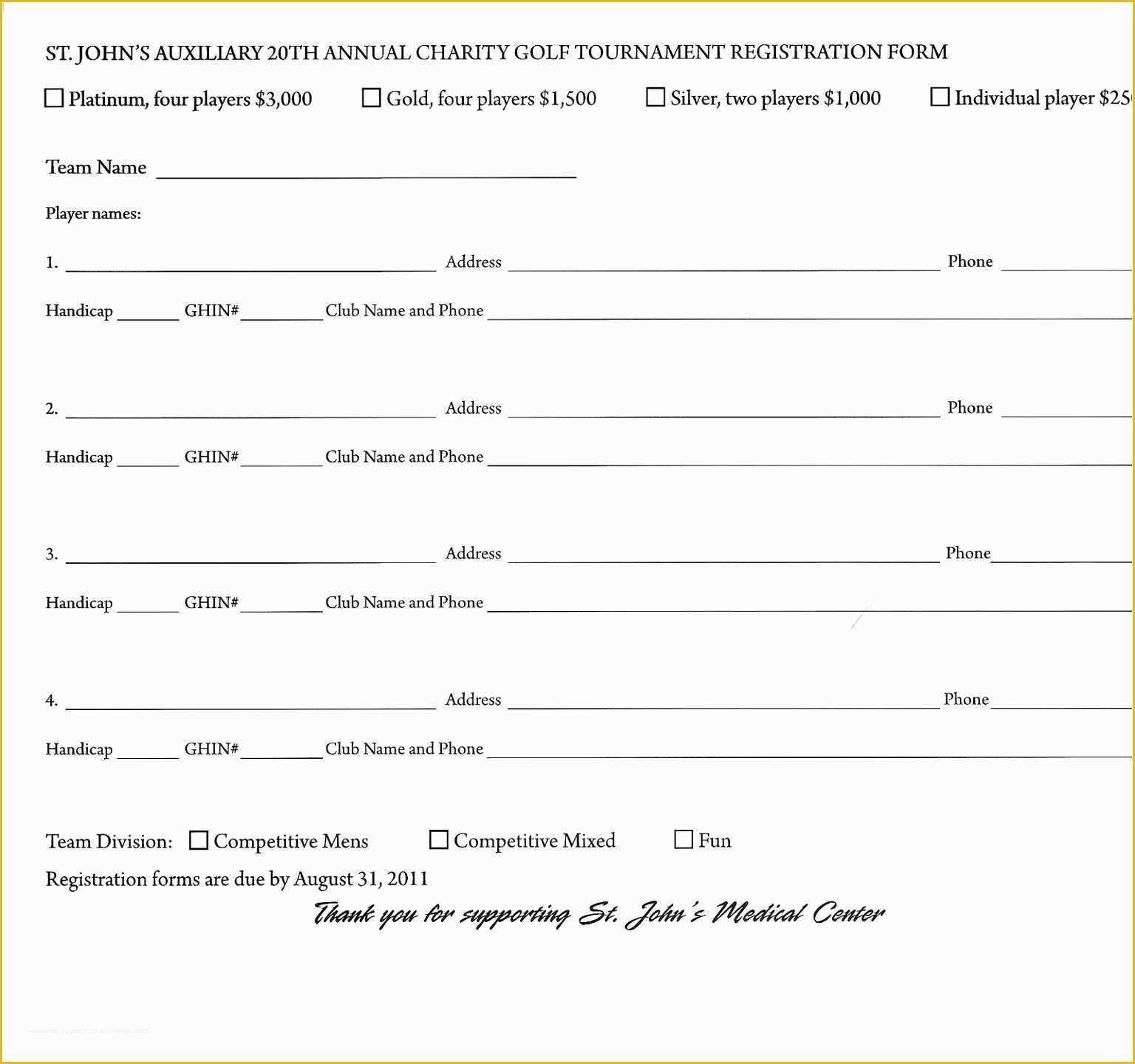 Free Golf tournament Registration form Template Of 10 Golf Registration form Template Utbio