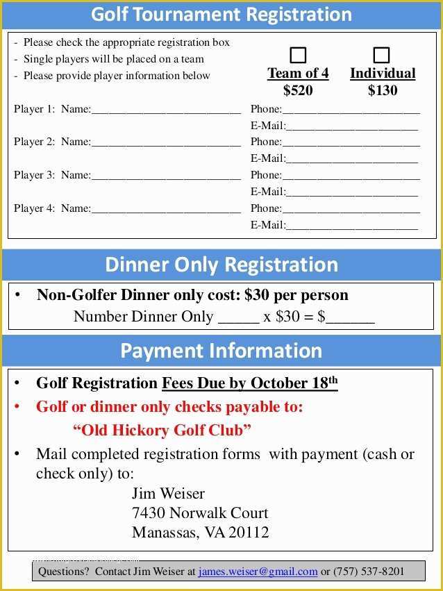 Free Golf tournament Registration form Template Of Golf Registration form Stephen Monaco Charity Golf