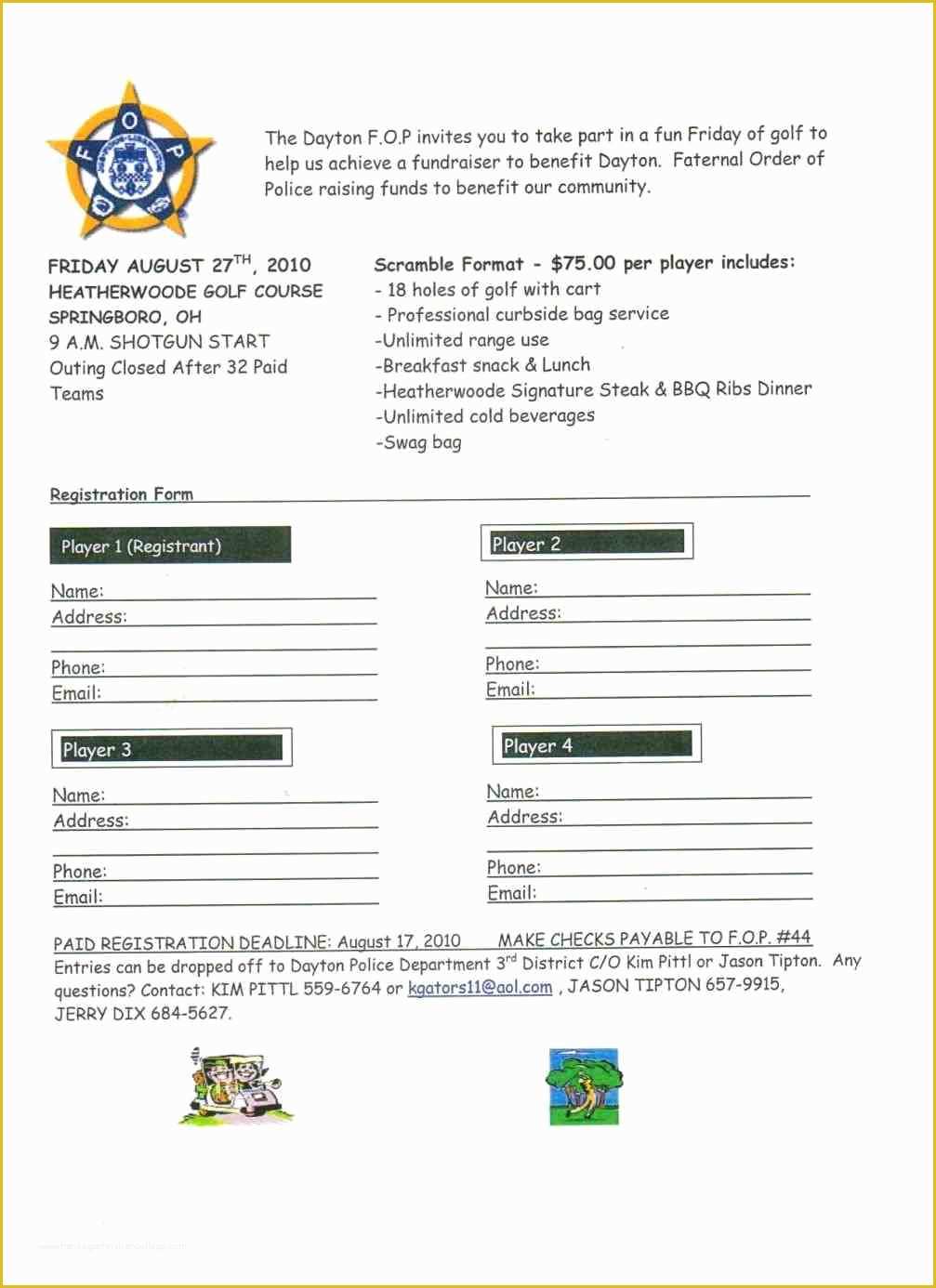 Free Golf tournament Registration form Template Of Golf Registration form Template
