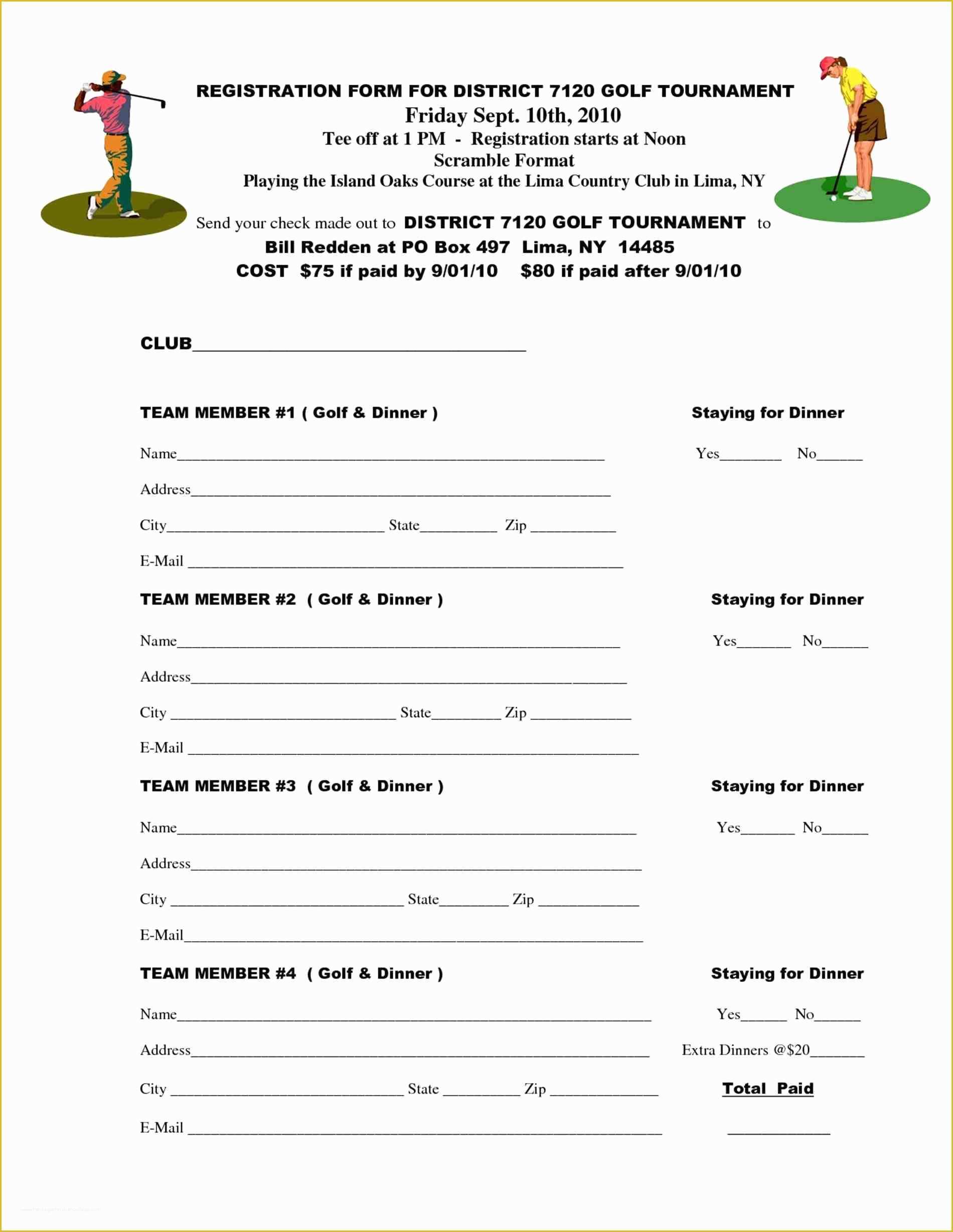 Free Golf tournament Registration form Template Of Golf Registration form Template