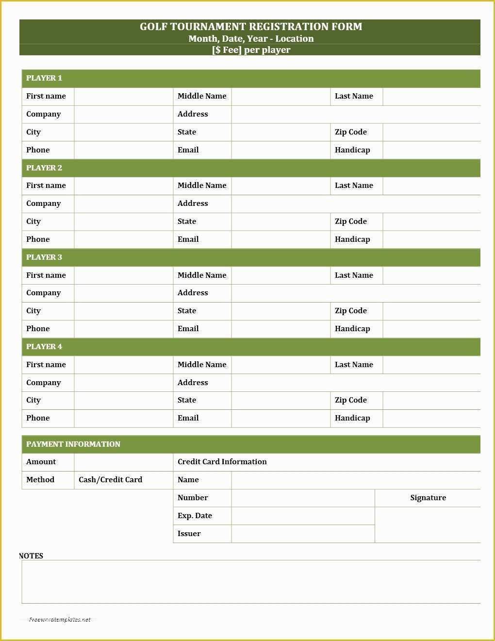 Free Golf tournament Registration form Template Of Golf tournament Registration form