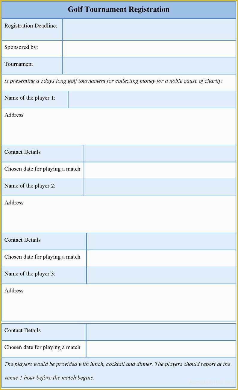 Free Golf tournament Registration form Template Of Golf tournament Registration form Template – Radiofama