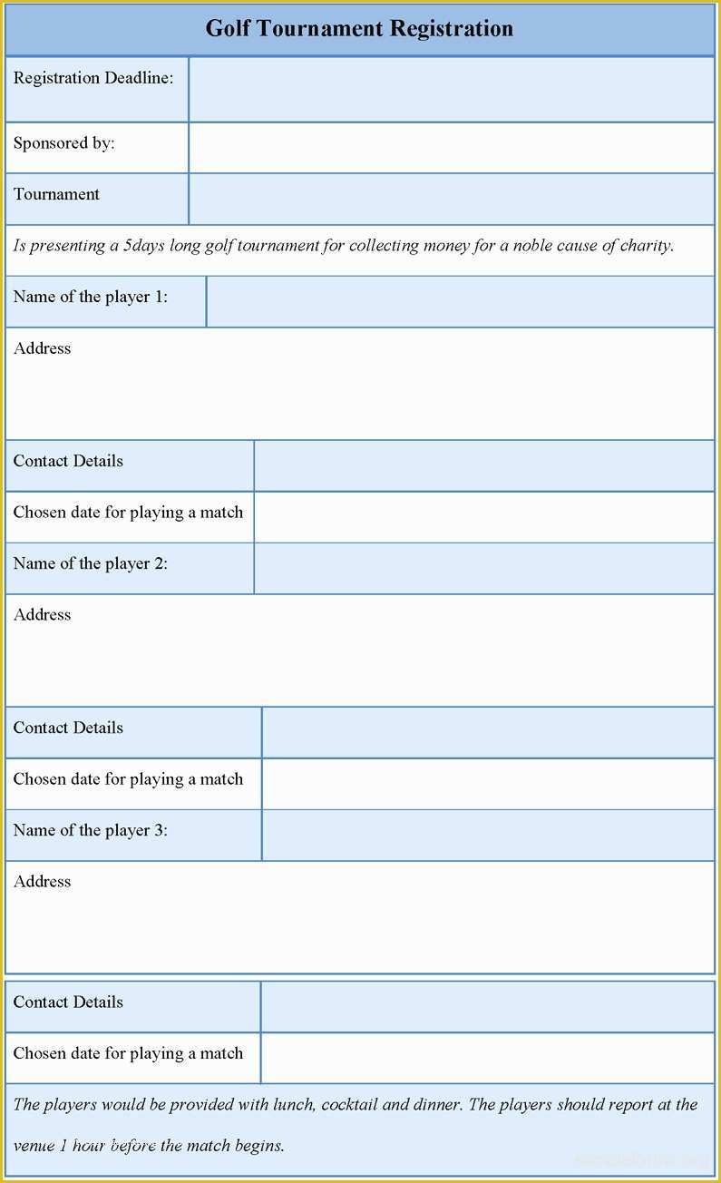 Free Golf Tournament Registration Form Template Of Team Registration Form Template Word Running