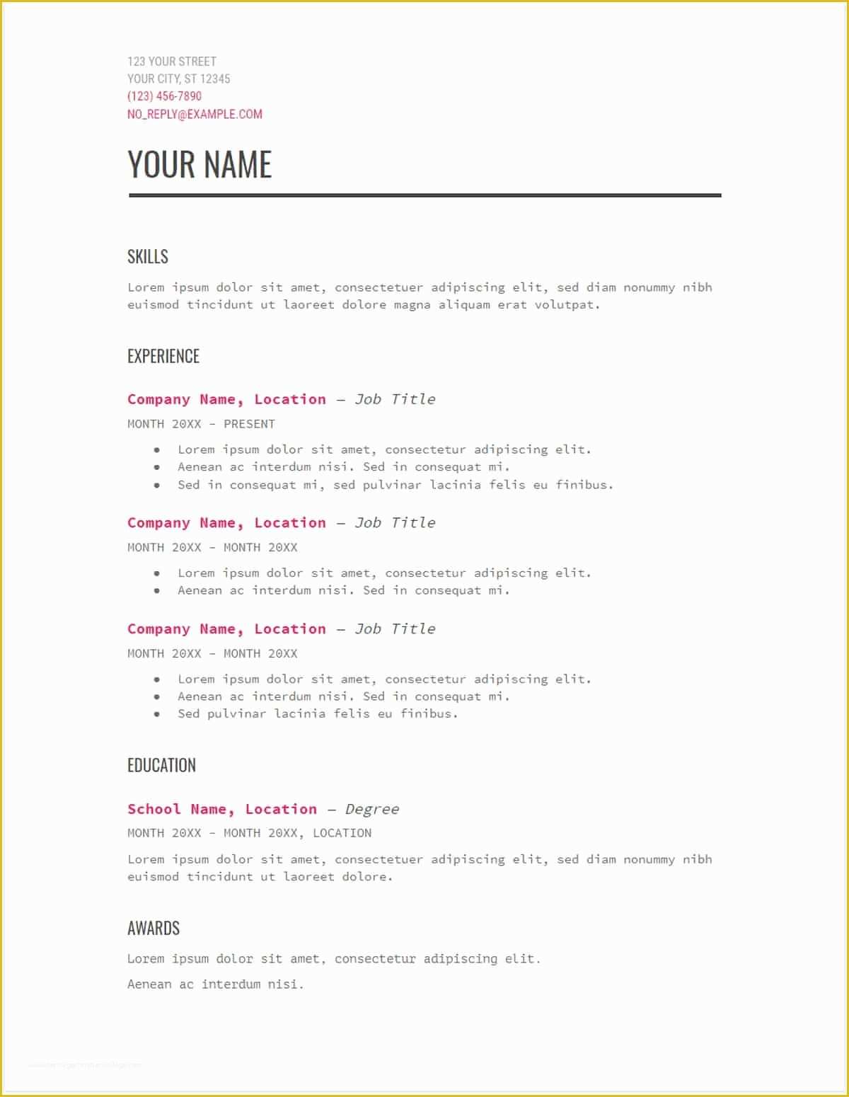 Free Google Docs Resume Templates Of 30 Google Docs Resume Templates [downloadable Pdfs]