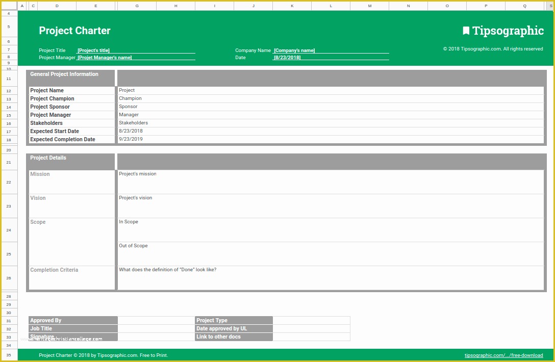 Free Google Sheets Templates Of Google Sheets Project Charter Template for Agile Pm Free