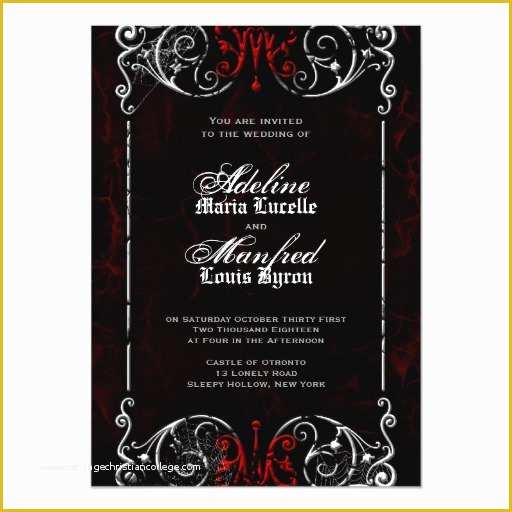 Free Gothic Wedding Invitation Templates Of Gothic Victorian Spooky Red Black & White Wedding 5x7