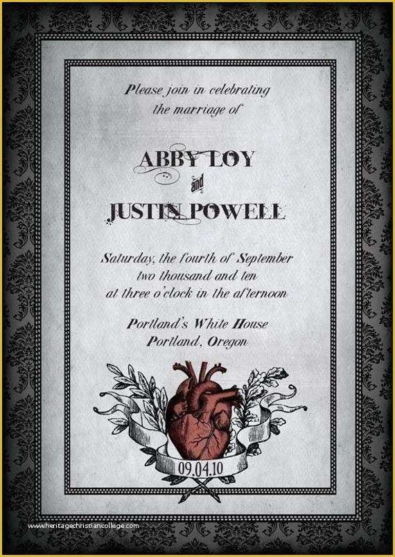 Free Gothic Wedding Invitation Templates Of Tell Tale Vintage Gothic Wedding Invitation Sample