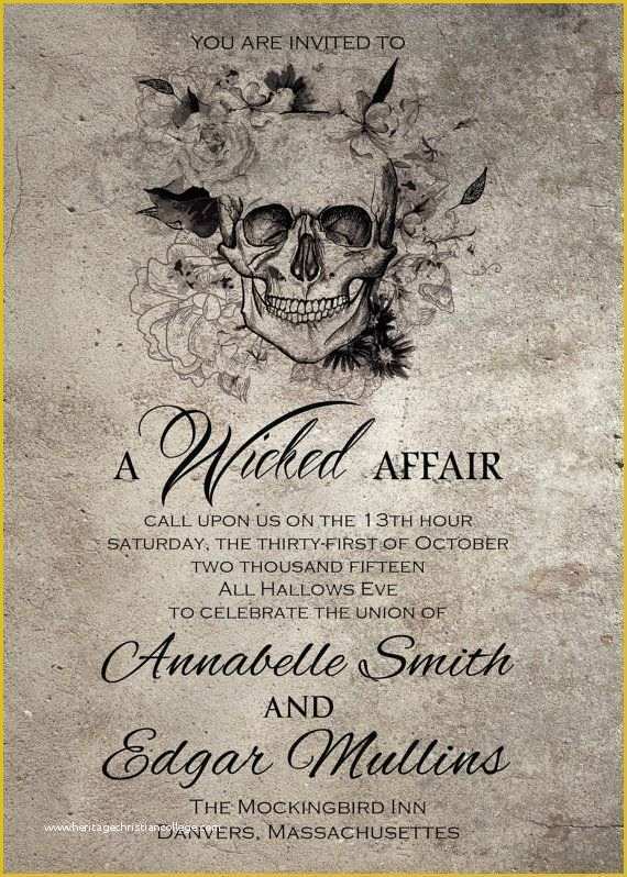 Free Gothic Wedding Invitation Templates Of Wedding Invitation Templates Skull Wedding Invitations