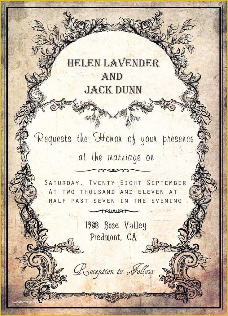 Free Gothic Wedding Invitation Templates Of Wedding Invitation Templates Vintage Wedding Invitation