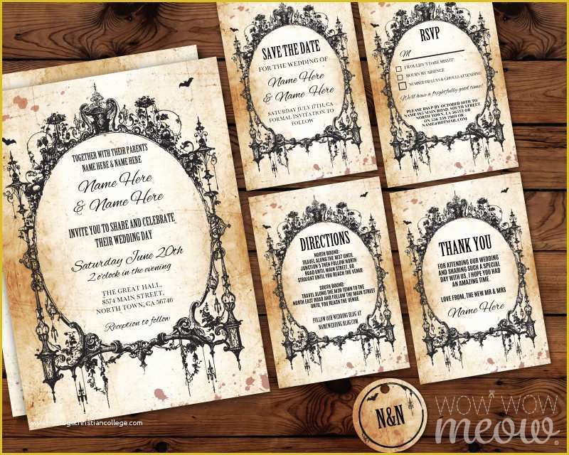 Free Gothic Wedding Invitation Templates Of Wedding Invitations Gothic Frame Set Template Rustic Package