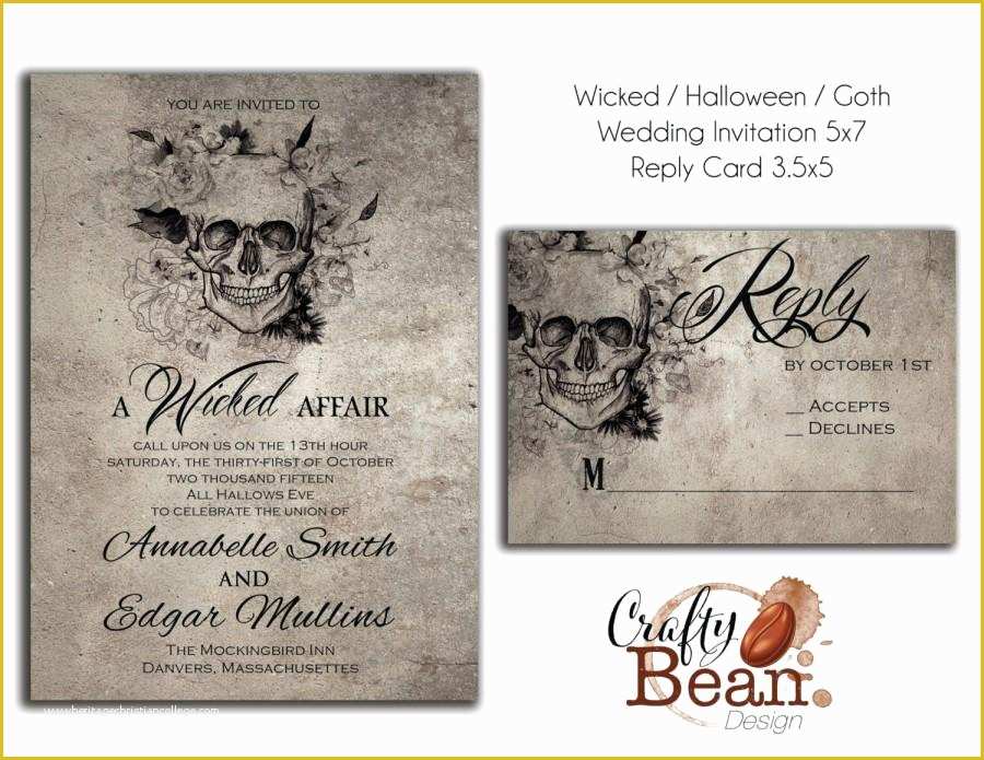Free Gothic Wedding Invitation Templates Of Wicked Halloween Horror Gothic Wedding Invitation