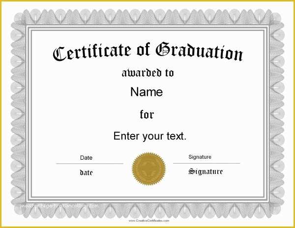 Free Graduation Certificate Template Of Free Graduation Certificate Templates