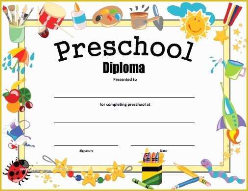 Free Graduation Certificate Template Of Free Printable Preschool Diploma Graduation