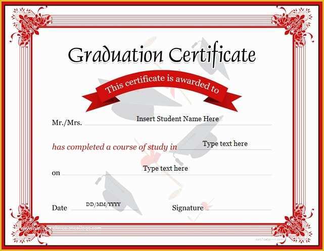 Free Graduation Certificate Template Of Graduation Certificate Templates for Ms Word