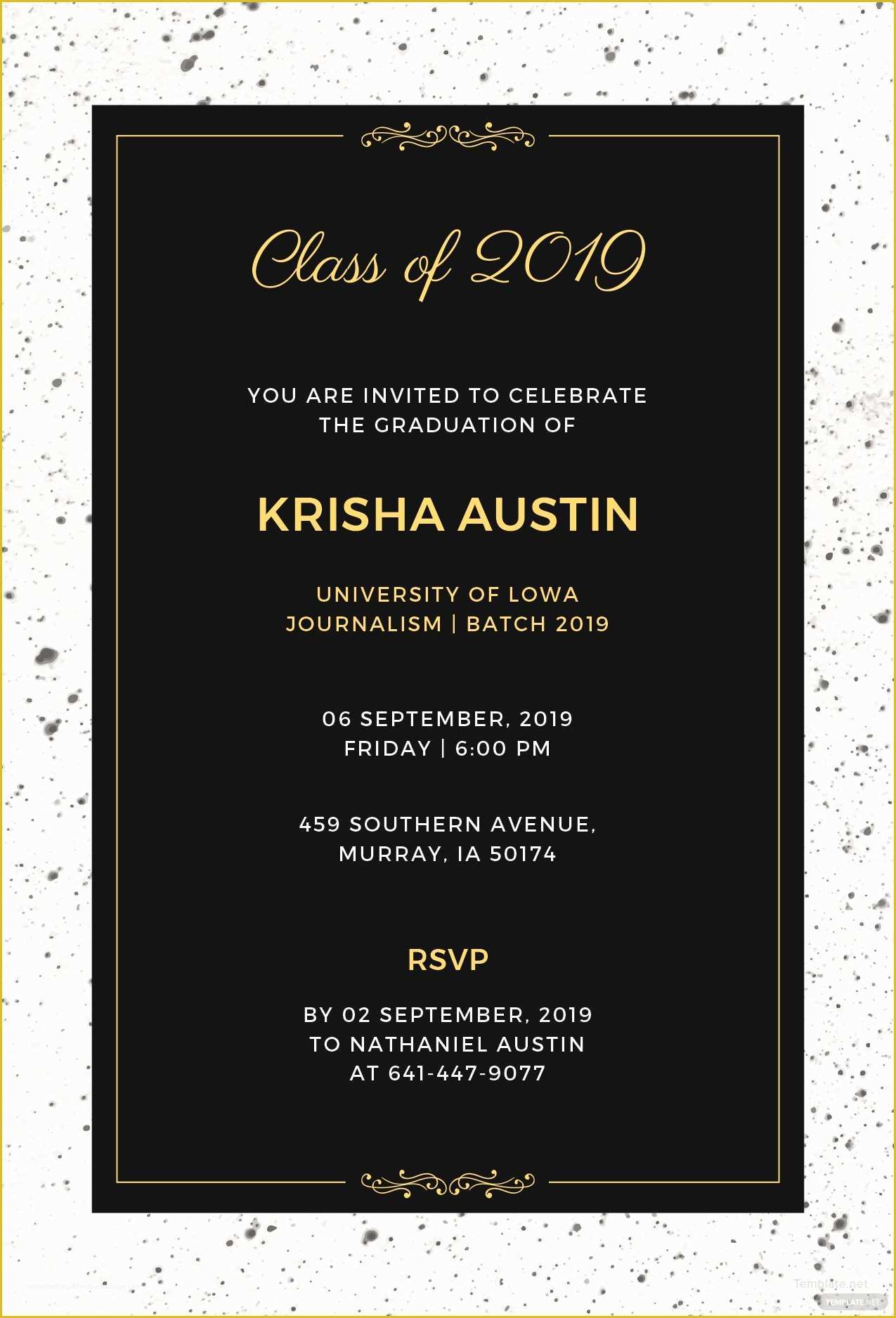 Free Graduation Invitation Templates Of Free Graduation Announcement Invitation Template In