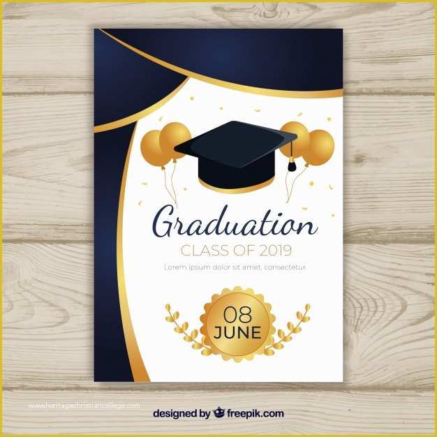 Free Graduation Invitation Templates Of Graduation Invitation Template with Flat Design Vector