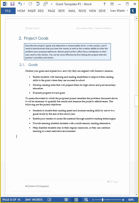 Free Grant Proposal Template Word Of Grant Proposal Template Ms Fice