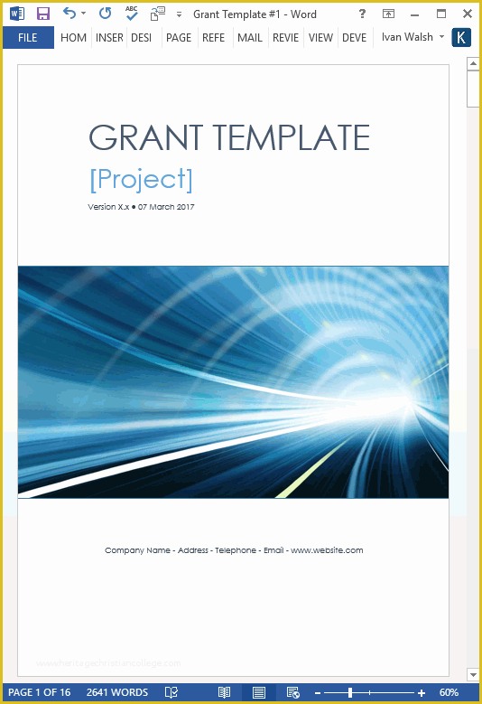 Free Grant Proposal Template Word Of Grant Proposal Template – Ms Word with Free Cover Letter