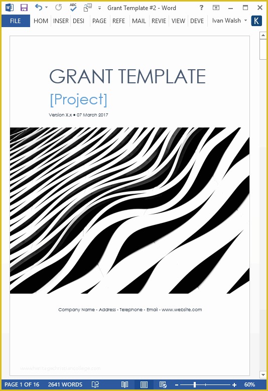 Free Grant Proposal Template Word Of Grant Proposal Template – Ms Word with Free Cover Letter