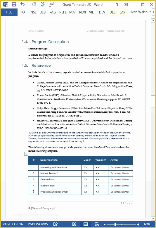 Free Grant Proposal Template Word Of Grant Proposal Template – Ms Word with Free Cover Letter