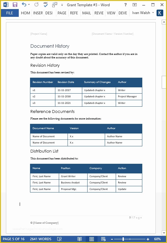 Free Grant Proposal Template Word Of Grant Proposal Template – Ms Word with Free Cover Letter