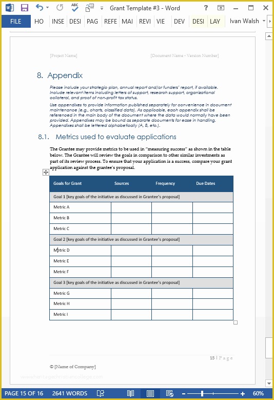 Free Grant Proposal Template Word Of Grant Proposal Template – Ms Word with Free Cover Letter