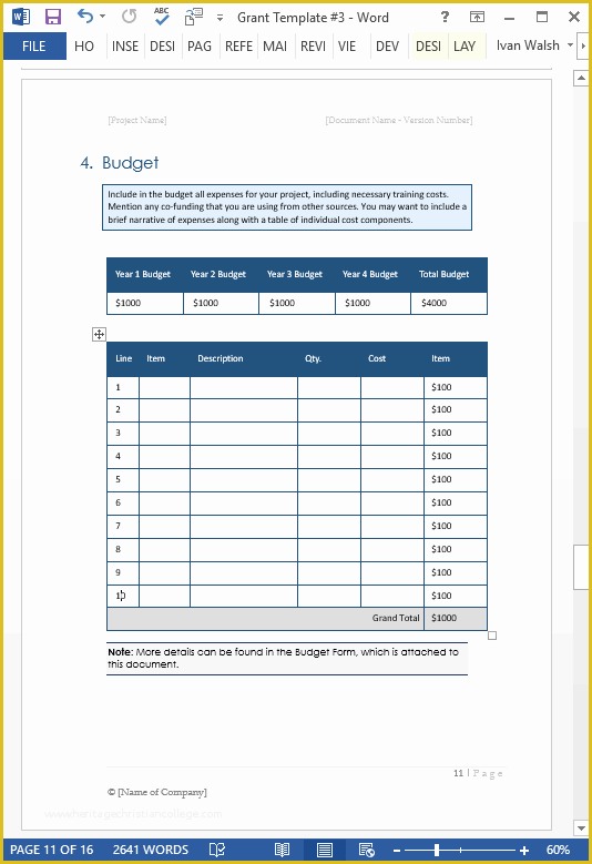 Free Grant Proposal Template Word Of Grant Proposal Template – Ms Word with Free Cover Letter