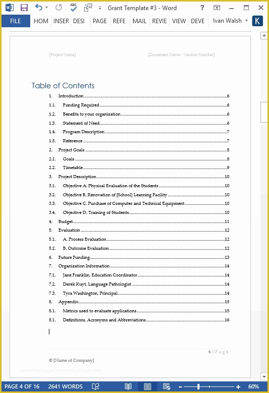 Free Grant Proposal Template Word Of Grant Proposal Templates Ms Word Free Excel Spreadsheet