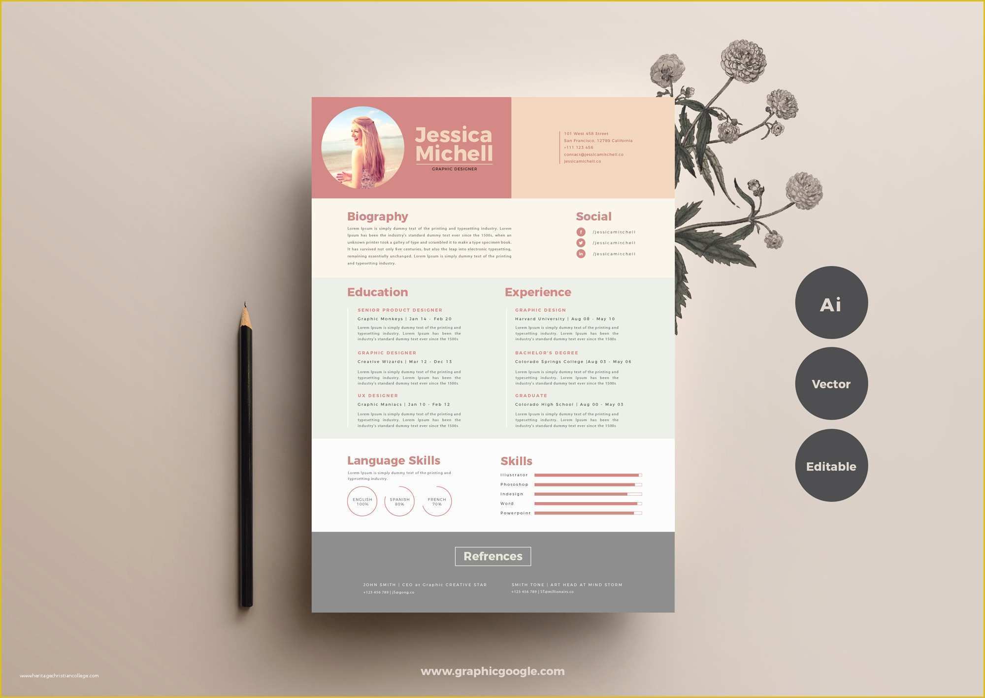 Free Graphic Templates Of Free Simple & Elegant Resume Templategraphic Google