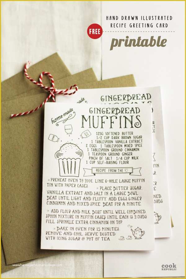 Free Greeting Card Templates Of Free Printable Hand Drawn Illustrated Christmas Recipe