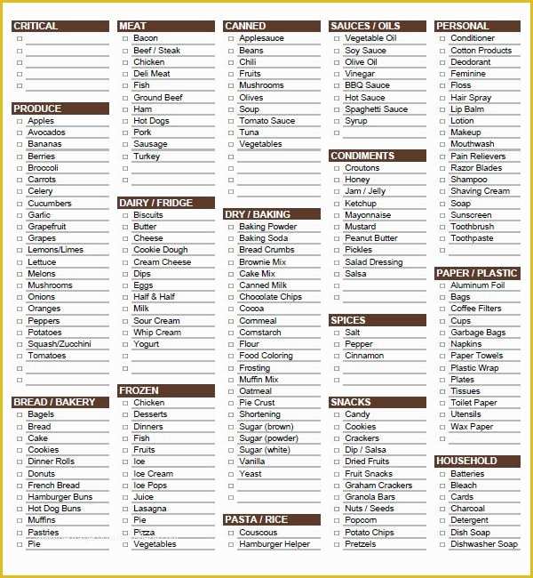 Free Grocery List Template Excel Of 10 Grocery List Templates