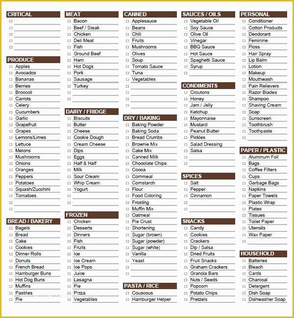 Free Grocery List Template Excel Of 10 Grocery List Templates