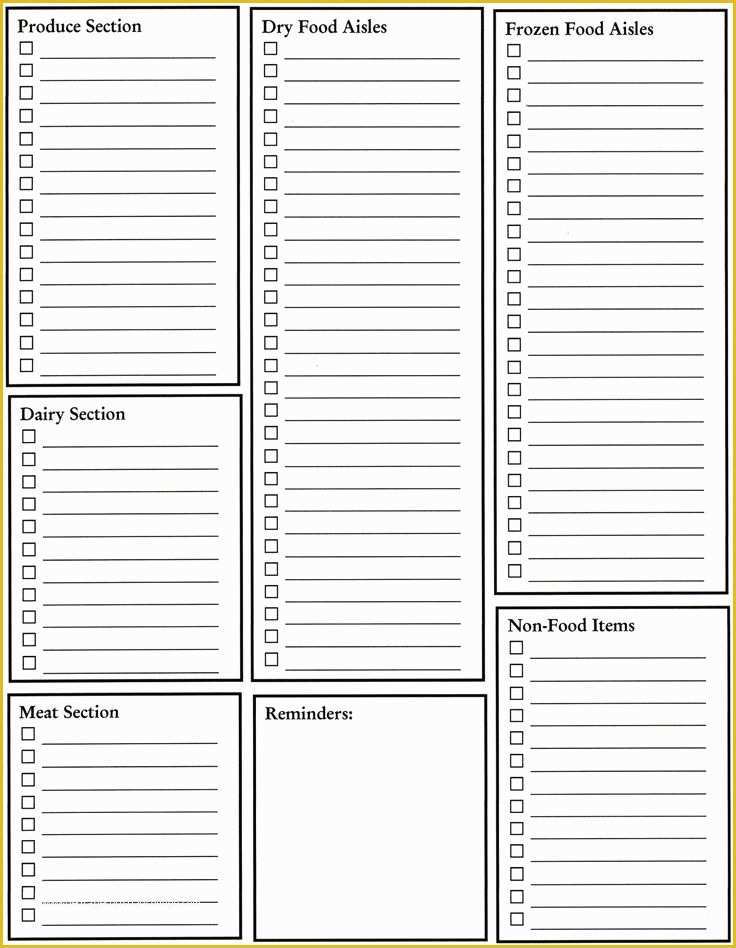 Free Grocery List Template Excel Of Blank Grocery List Template