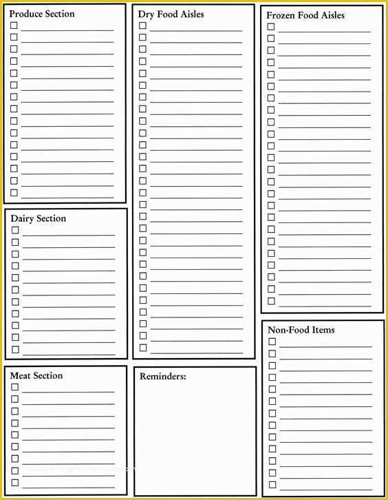 Free Grocery List Template Excel Of Blank Grocery List Template